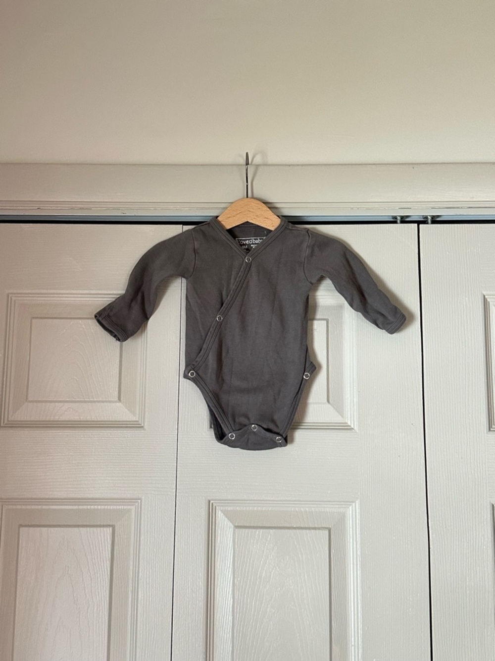 L’oved Baby Grey Snap-Front Baby One-Piece Bodysuit